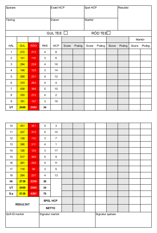 Scorekort 18 hål 2019 färg